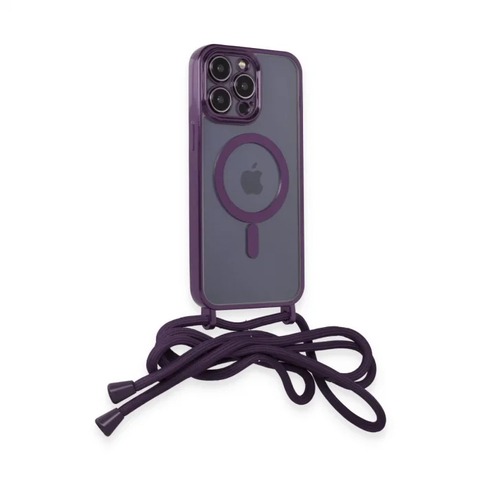 İphone 14 Pro Kılıf Divo Lazer Askılı Magsafe Kapak - Derin Mor