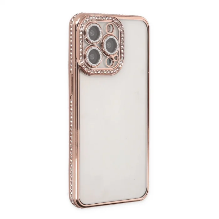 İphone 14 Pro Kılıf Joke Taşlı Silikon - Pembe