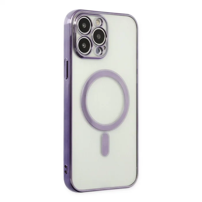 İphone 14 Pro Kılıf Magneticsafe Lazer Silikon - Mor
