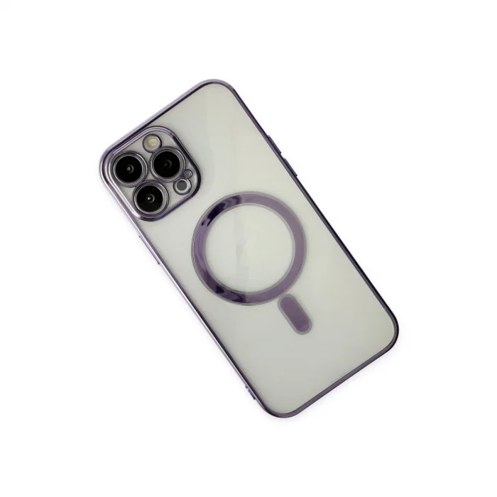 İphone 14 Pro Kılıf Magneticsafe Lazer Silikon - Mor
