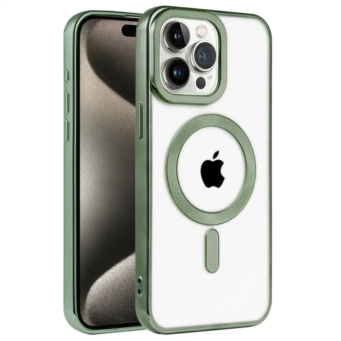 İphone 14 Pro Max Kılıf Kronos Magsafe Kapak - Koyu Yeşil