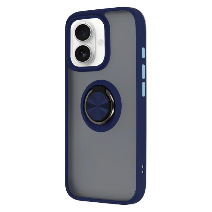 İphone 16 Kılıf Montreal Yüzüklü Silikon Kapak - Lacivert