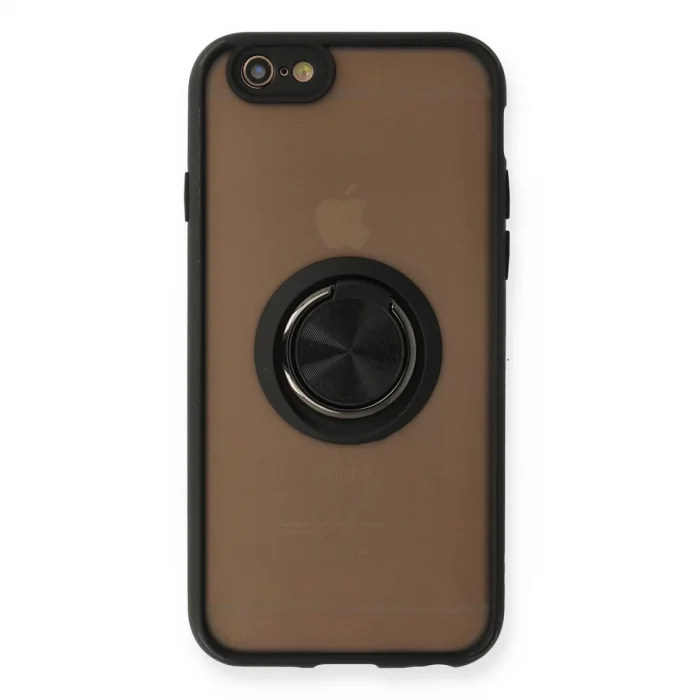 İphone 6 Kılıf Montreal Yüzüklü Silikon Kapak - Siyah