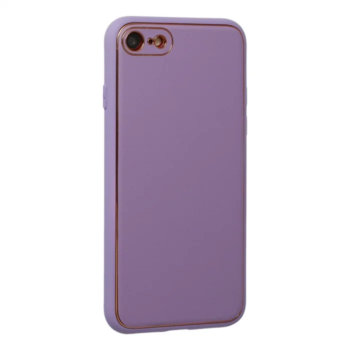 İphone 7 Kılıf Coco Deri Silikon Kapak - Lila