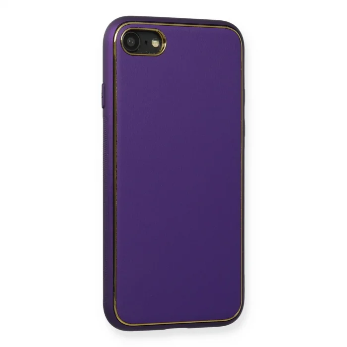 İphone 7 Kılıf Coco Deri Silikon Kapak - Mor