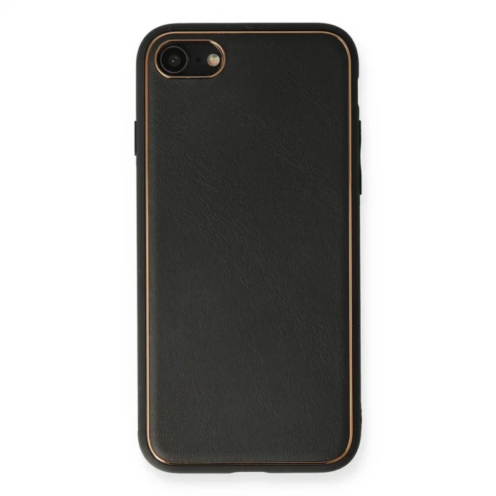 İphone 7 Kılıf Coco Deri Silikon Kapak - Siyah