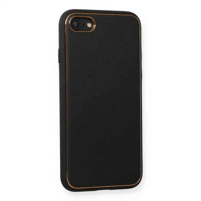 İphone 7 Kılıf Coco Deri Silikon Kapak - Siyah