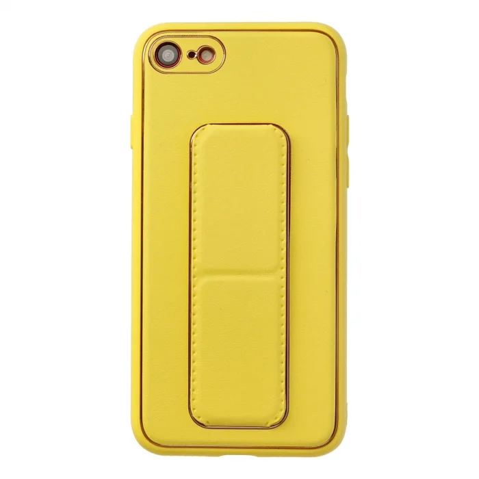İphone 7 Kılıf Coco Deri Standlı Kapak - Sarı