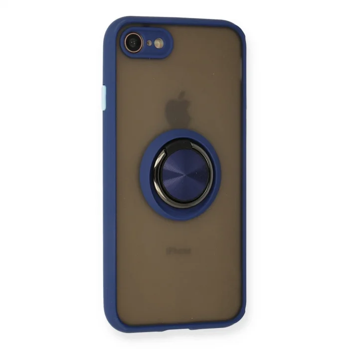 İphone 7 Kılıf Montreal Yüzüklü Silikon Kapak - Lacivert