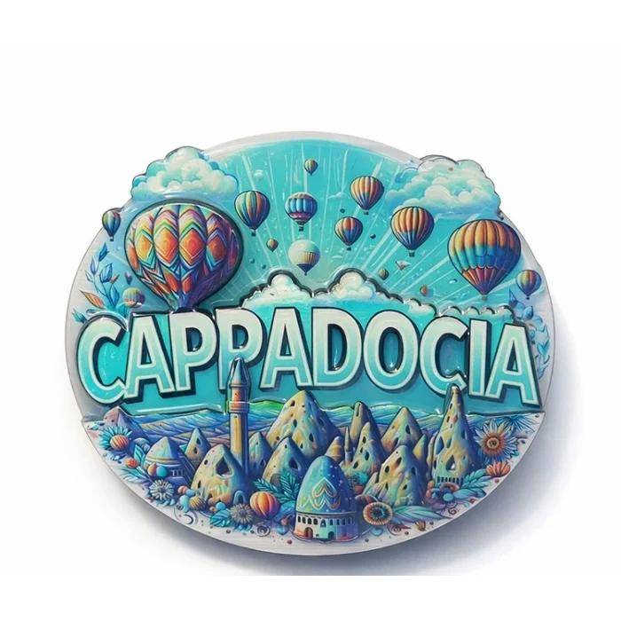 Kapadokya Temalı Ahşap Buzdolabı Magneti Alk5052