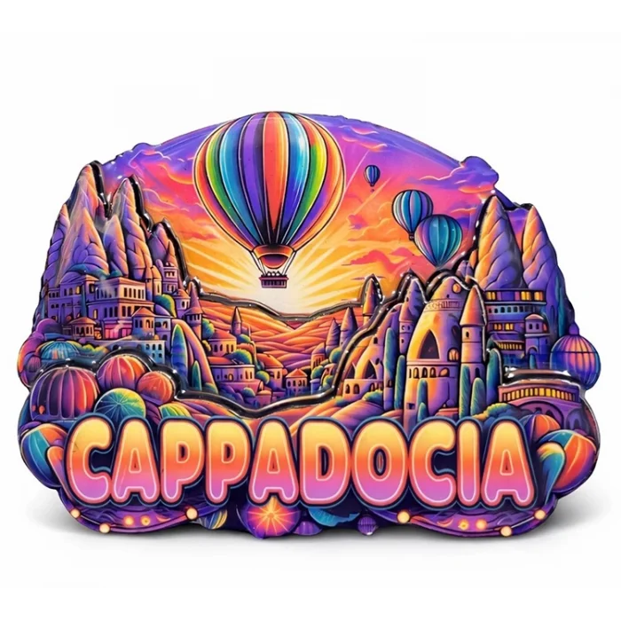 Kapadokya Temalı Ahşap Buzdolabı Magneti Alk5056