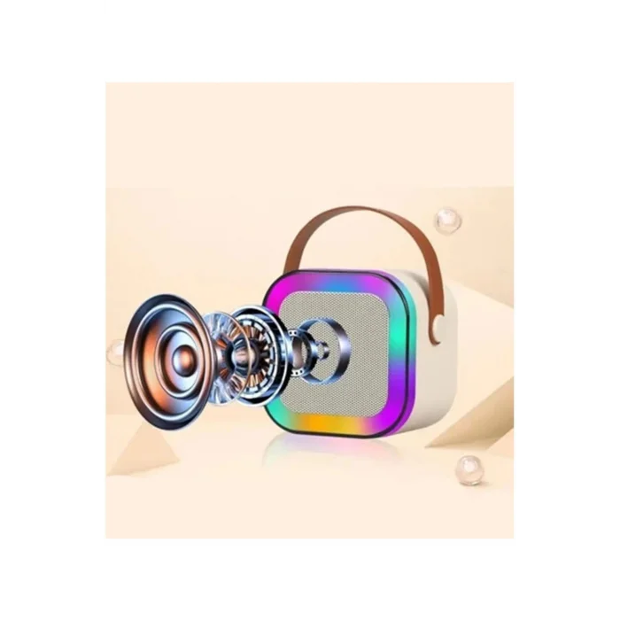 Karaoke Kablosuz Hoparlör Mikrofonlu Rgb Işıklı Bluetooth Speaker Tf Kart/usb Beyaz