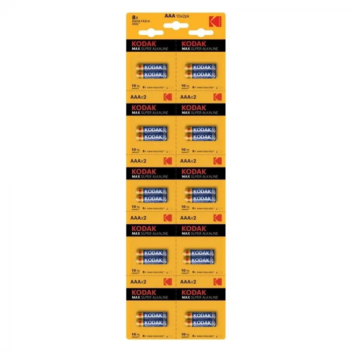 Kodak 20 Adet Max Super Alkalin 2’li Ayrılabilir Kartela İnce Pil