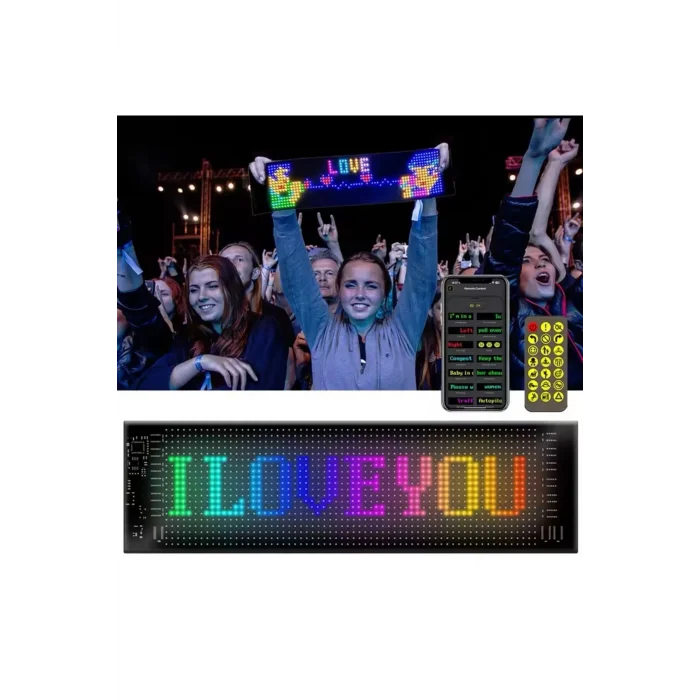 Led Panel Cama Yapışan Telefon Kontrollü Led Ekran Panel 16*64 Led Sayısı