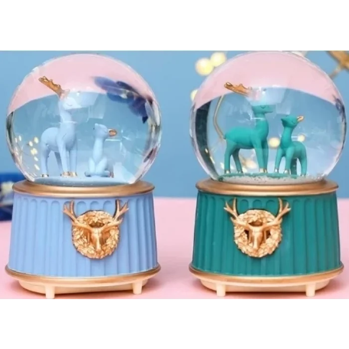 Mavi-yeşil Geyik Kar Küresi Küçük Boy