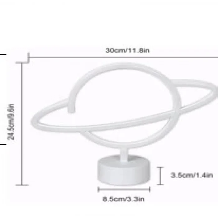 Neon Işıklı Satürn Lamba Pil+usb Mz-503
