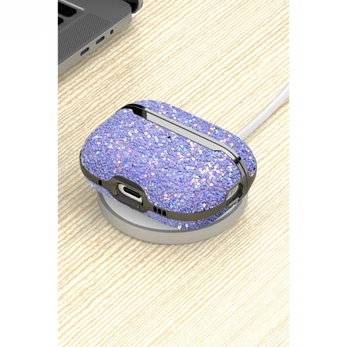 Onegif Airpods Pro 2 (2.nesil) Bright Simli Airpods Kapak - Derin Mor