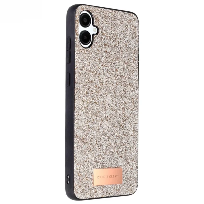 Onegif Samsung Galaxy A06 Bright Simli Kapak - Gold