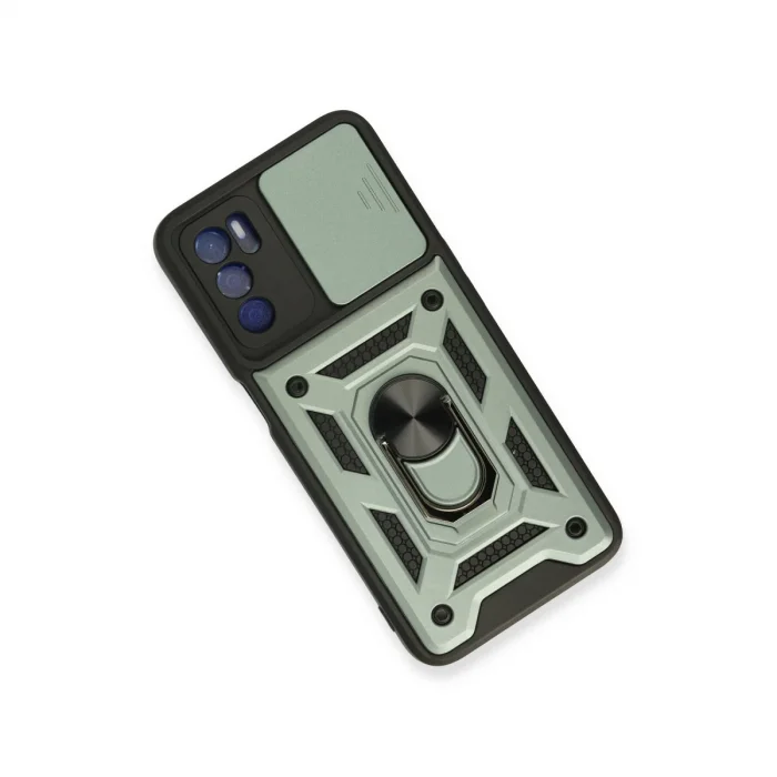 Oppo A16 Kılıf Pars Lens Yüzüklü Silikon - Yeşil