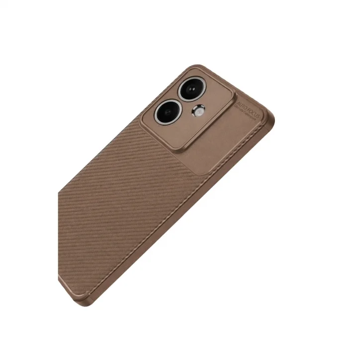Oppo A3 Kılıf Auto Focus Karbon Kapak - Kahverengi