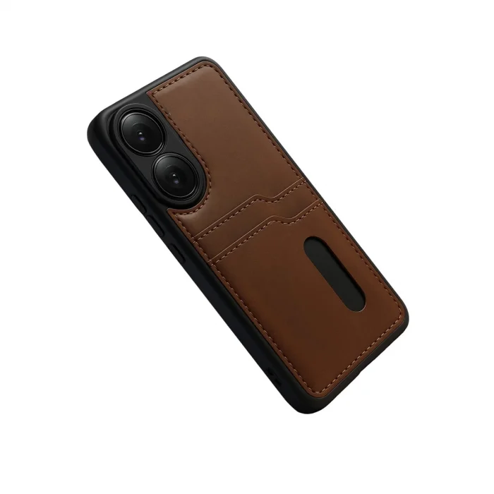 Oppo A38 Sara Kartvizitli Deri Kılıf - Taba