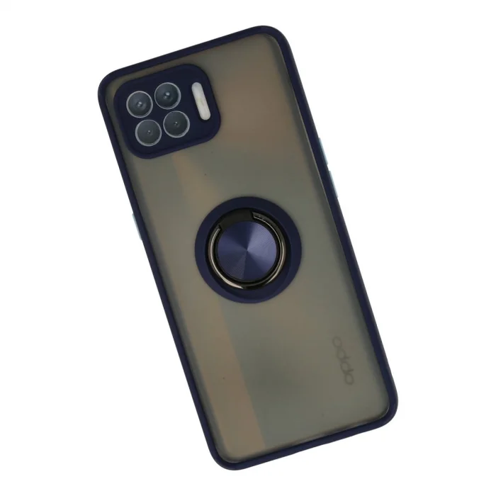 Oppo Reno 4 Lite Kılıf Montreal Yüzüklü Silikon Kapak - Lacivert