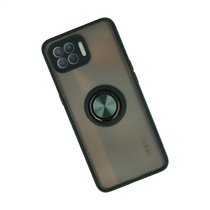 Oppo Reno 4 Lite Kılıf Montreal Yüzüklü Silikon Kapak - Yeşil