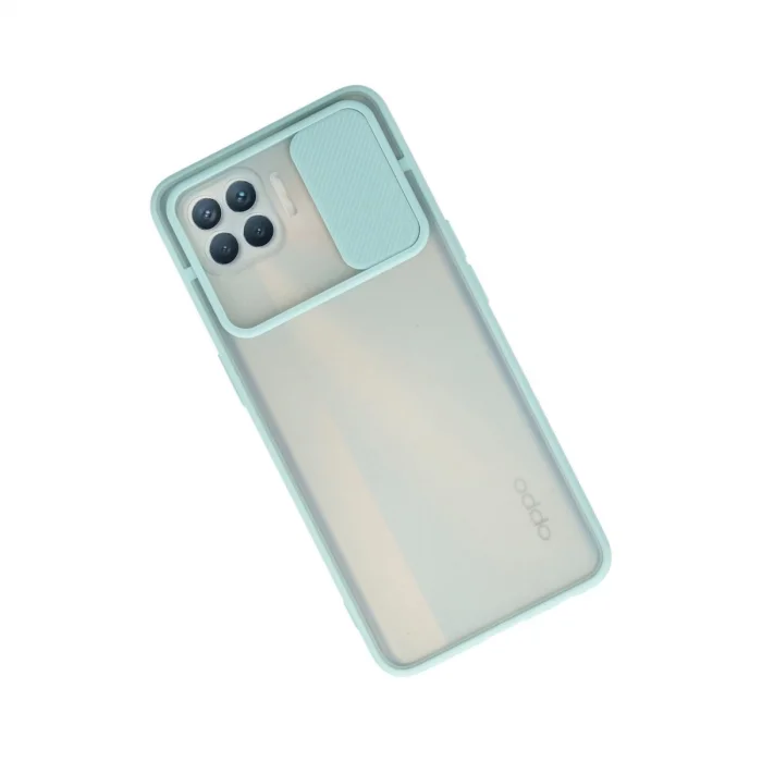 Oppo Reno 4 Lite Kılıf Palm Buzlu Kamera Sürgülü Silikon - Turkuaz
