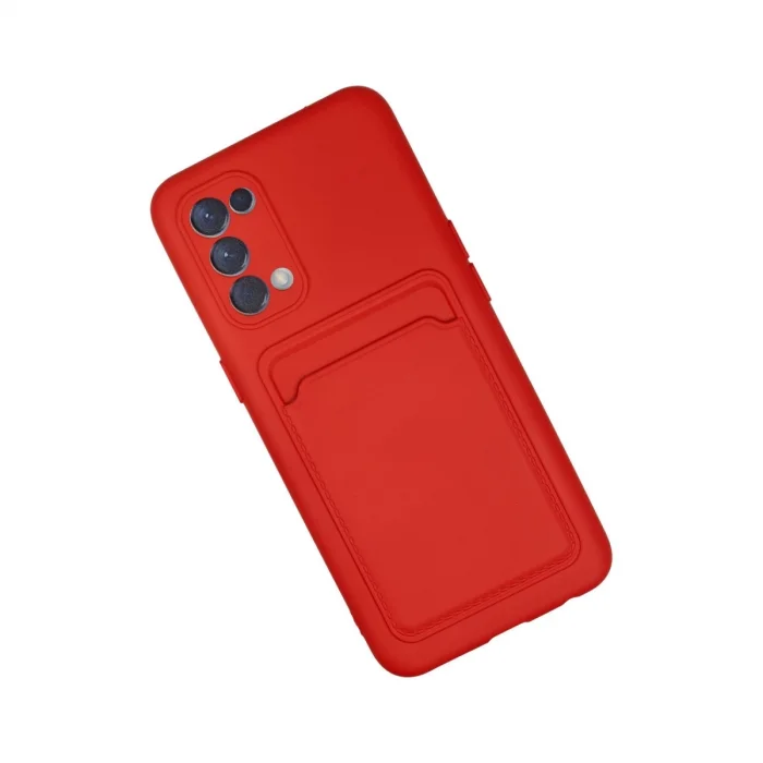 Oppo Reno 5 Kılıf Kelvin Kartvizitli Silikon - Kırmızı