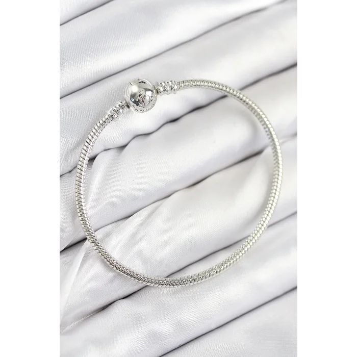 Pirinç Charm Topcuk Model Gümüş Renk Kadın Bileklik