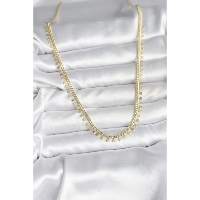 Pirinç Gold Renk Sıralı Yıldız Kadın Kolye