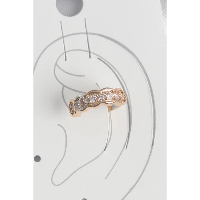 Pirinç Gold Renk Zirkon Taşlı Kadın Kıkırdak Küpe