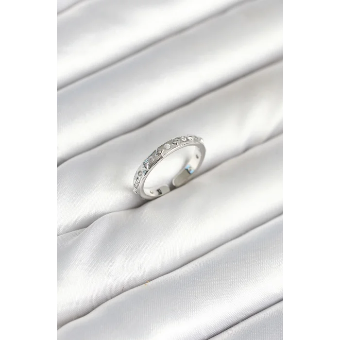 Pirinç Gümüş Renk Zirkon Taşlı Kadın Yüzük