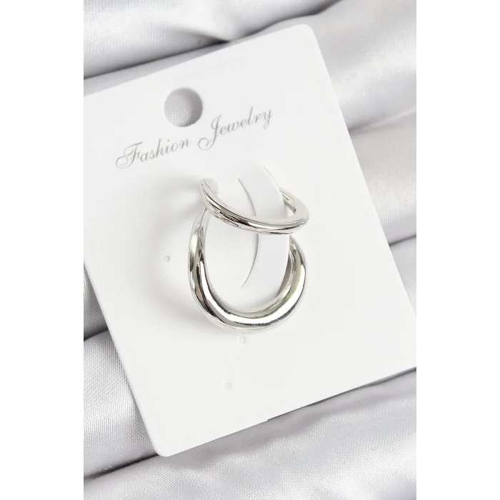 Pirinç Halka Model Gümüş Renk Sağ Kıkırdak Küpe