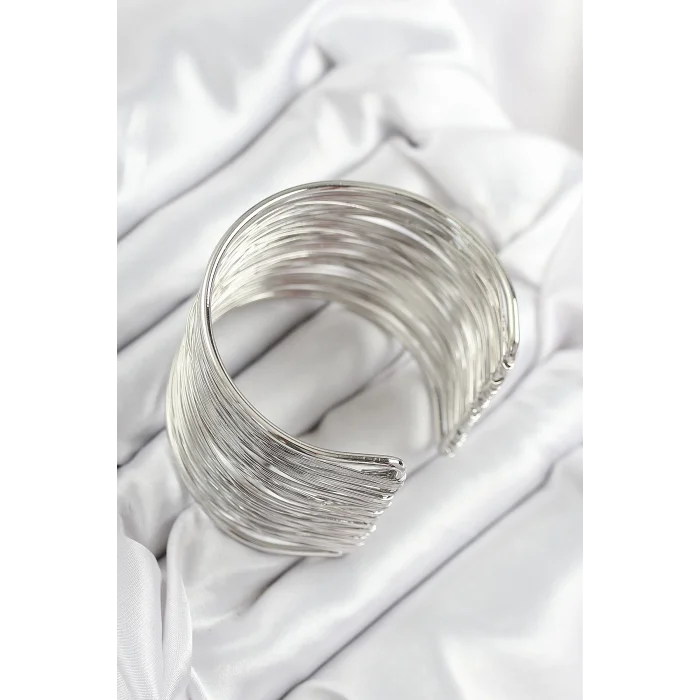 Pirinç Tel Sarma Model Gümüş Renk Kadın Bileklilk