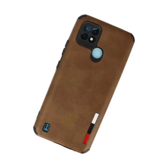 Realme C21 Kılıf Loop Deri Silikon - Kahverengi