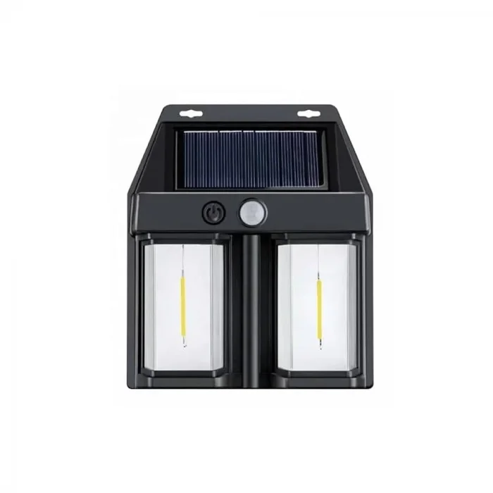 Rustik Ampul İkili Solar Duvar Aplik Güneş Enerjili Hareket Sensörlü