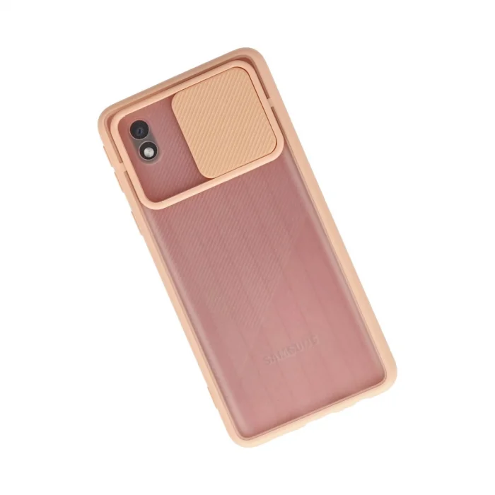 Samsung Galaxy A01 Core Kılıf Palm Buzlu Kamera Sürgülü Silikon - Pembe