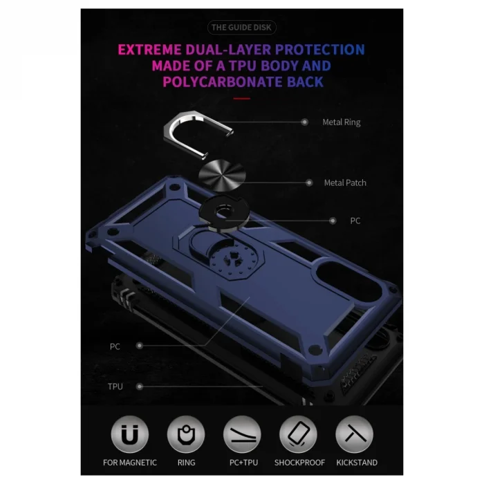 Samsung Galaxy A02 Kılıf Sofya Yüzüklü Silikon Kapak - Lacivert