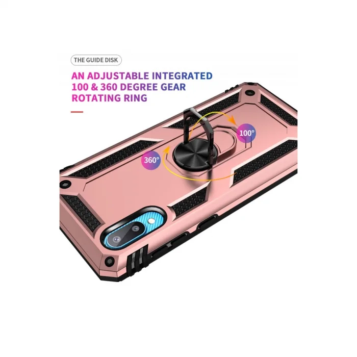 Samsung Galaxy A02 Kılıf Sofya Yüzüklü Silikon Kapak - Rose