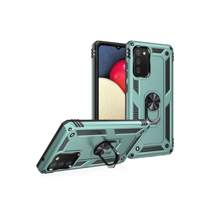 Samsung Galaxy A02s Kılıf Sofya Yüzüklü Silikon Kapak - Yeşil