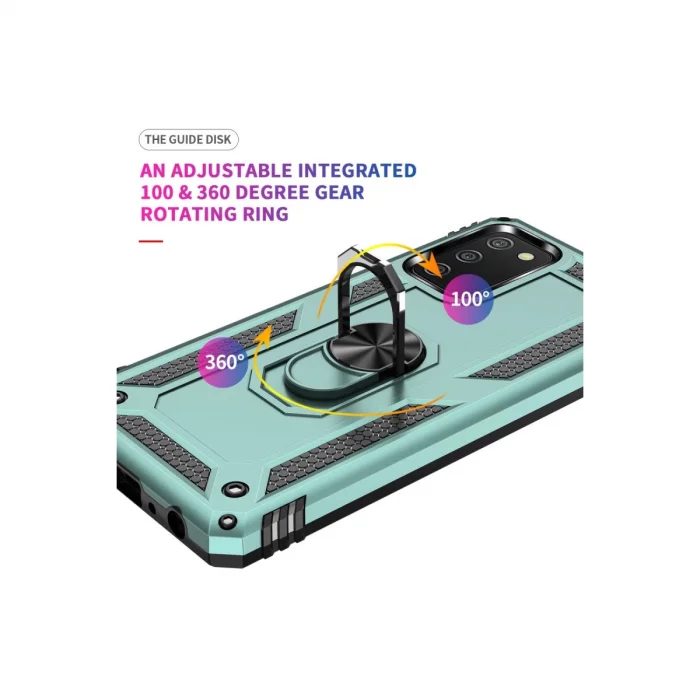 Samsung Galaxy A02s Kılıf Sofya Yüzüklü Silikon Kapak - Yeşil