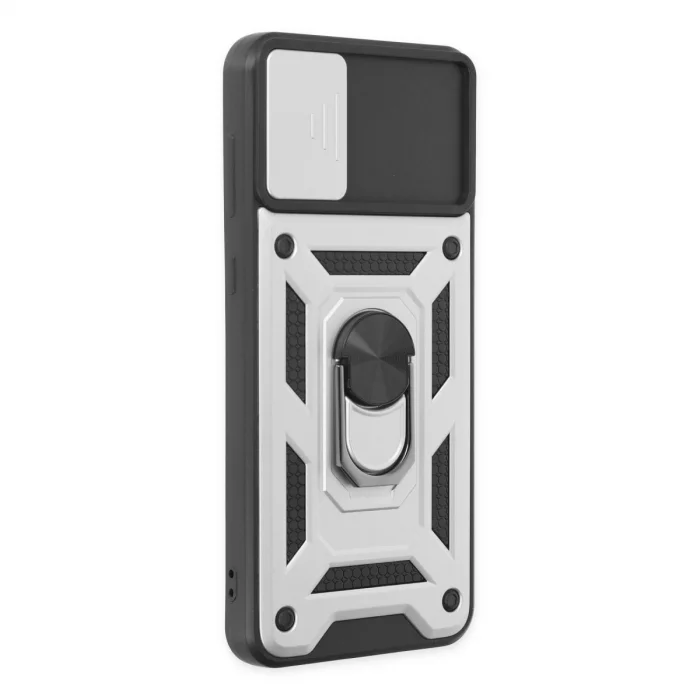 Samsung Galaxy A04 Kılıf Pars Lens Yüzüklü Silikon - Gümüş