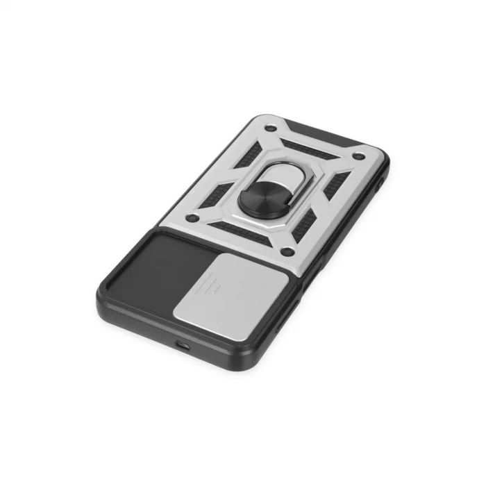 Samsung Galaxy A04s Kılıf Pars Lens Yüzüklü Silikon - Gümüş