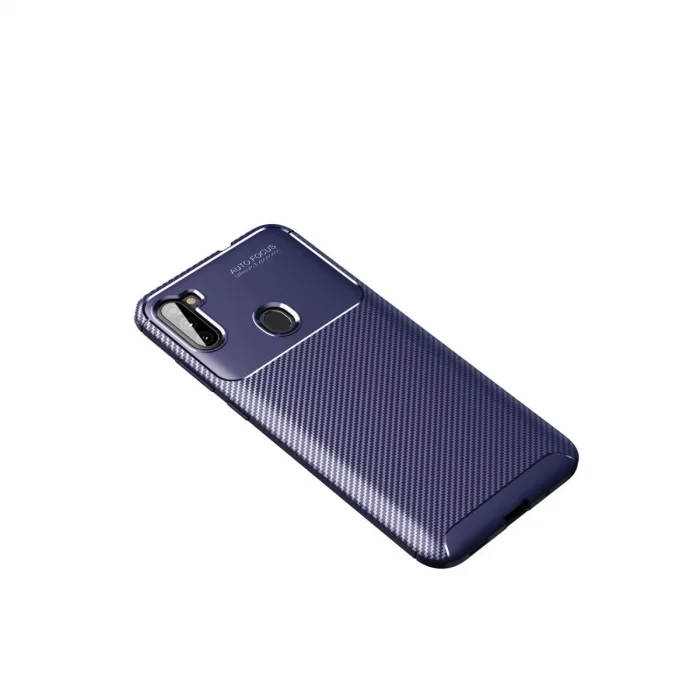 Samsung Galaxy A11 Kılıf Auto Focus Karbon Kapak - Lacivert