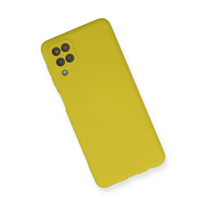 Samsung Galaxy A12 Kılıf Nano İçi Kadife Silikon - Sarı