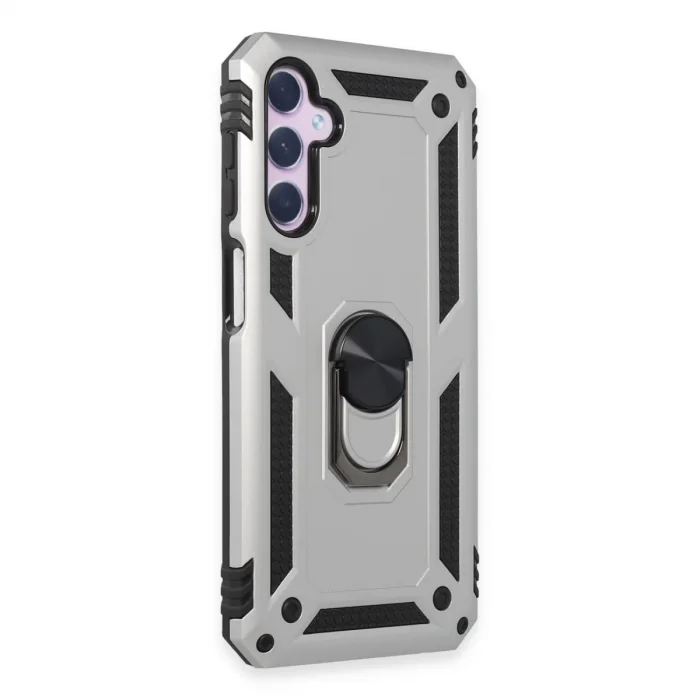 Samsung Galaxy A14 4g Kılıf Sofya Yüzüklü Silikon Kapak - Gümüş