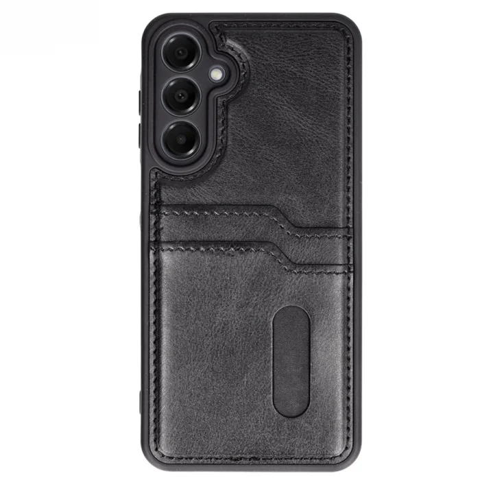 Samsung Galaxy A15 4g Kılıf Sara Kartvizitli Deri Kılıf - Siyah