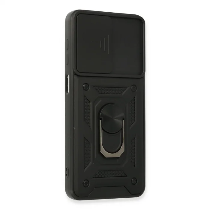 Samsung Galaxy A22 Kılıf Pars Lens Yüzüklü Silikon - Siyah