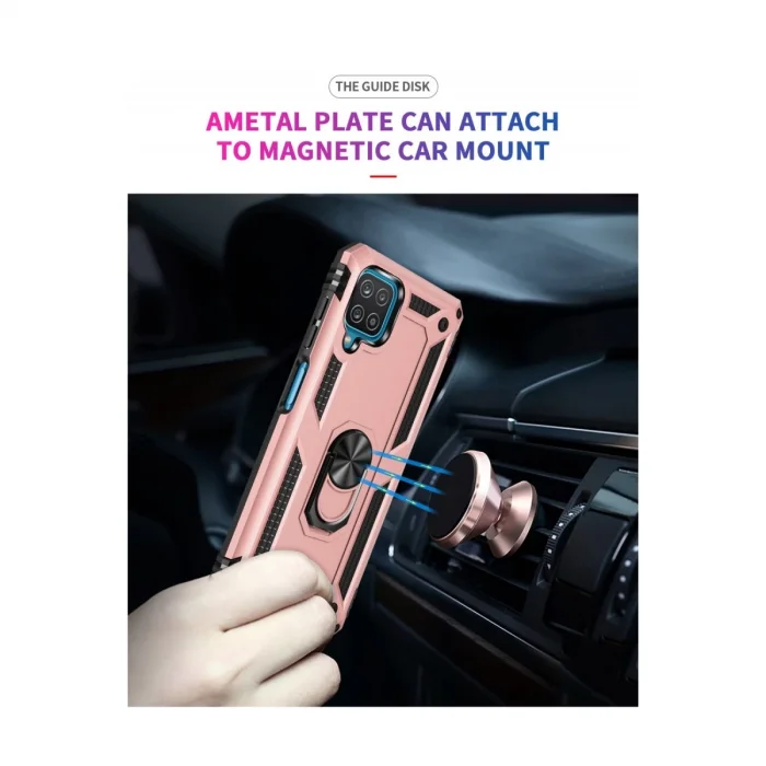 Samsung Galaxy A22 Kılıf Sofya Yüzüklü Silikon Kapak - Rose